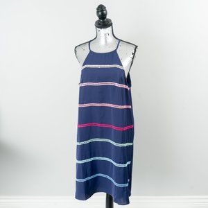 NWT Navy Blue Stripe Keyhole-Back Sleeveless Dress - small